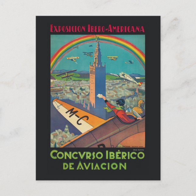 Concurso Iberico de Aviacion Vintage Poster 1929 Postcard (Front)
