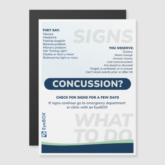 Concussion Signs Magnet (Front/Back)