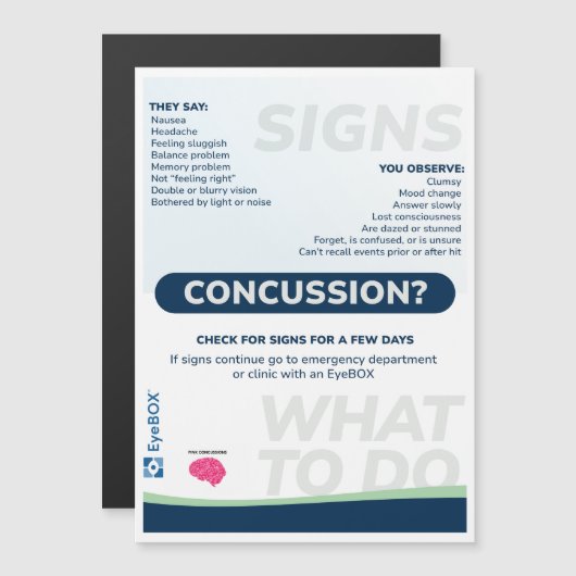 Concussion Signs Magnet (Front/Back)