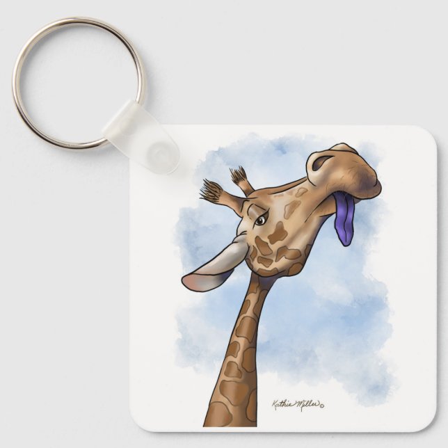 Condescending Giraffe Cartoon Keychain (Front)