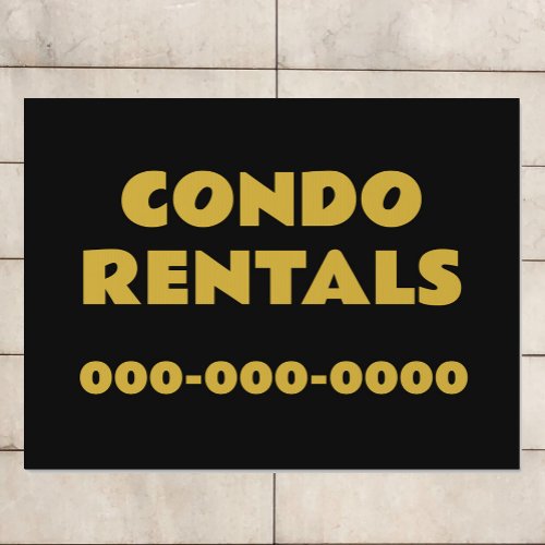 Condo Rentals Simple Elegant Black and Gold Sign