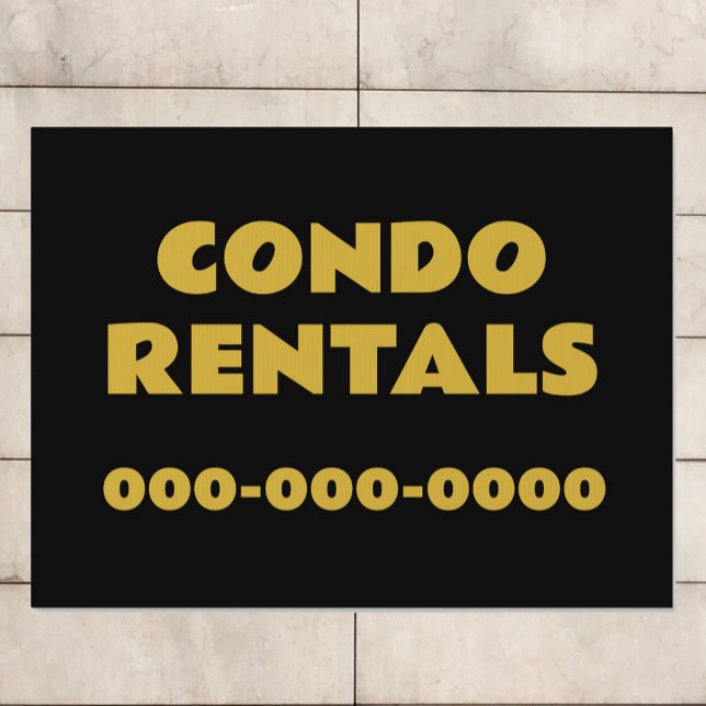 Condo Rentals Simple Elegant Black and Gold Sign (Creator Uploaded)