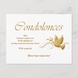 Condolence funeral bereavement postcard