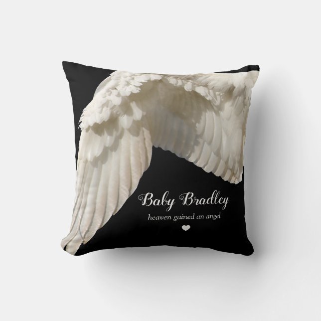 Condolence Gift | Baby Memorial Angel Wings Throw Pillow (Front)