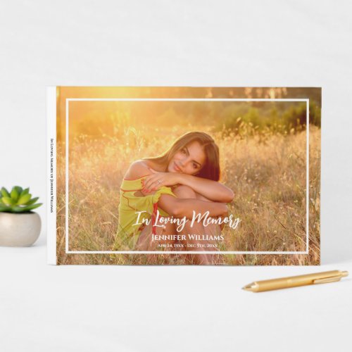 Condolence Personalized Photo Modern Calligraphy Guest Book