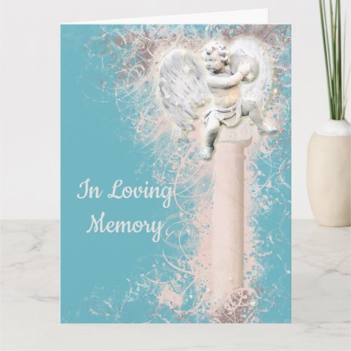 Condolence poem  Cherub on pillar PERSONALIZE Card