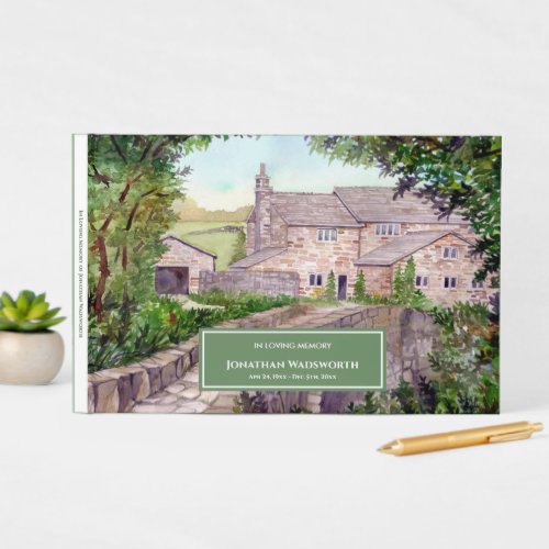 Condolence Stone Bridge Farmhouse Watercolor Guest Book