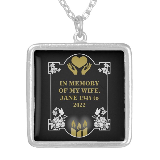Condolence Support Message Silver Plated Necklace (Front)