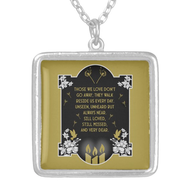 Condolence Support Message Silver Plated Necklace (Front)