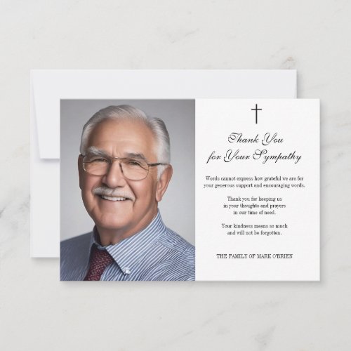 Condolence Sympathy Appreciation Photo Cross Thank You Card