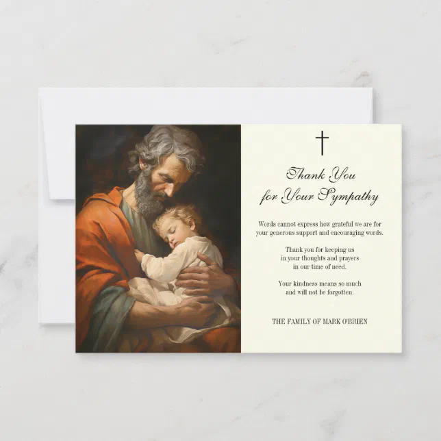 Condolence Sympathy Appreciation St. Joseph Thank You Card | Zazzle