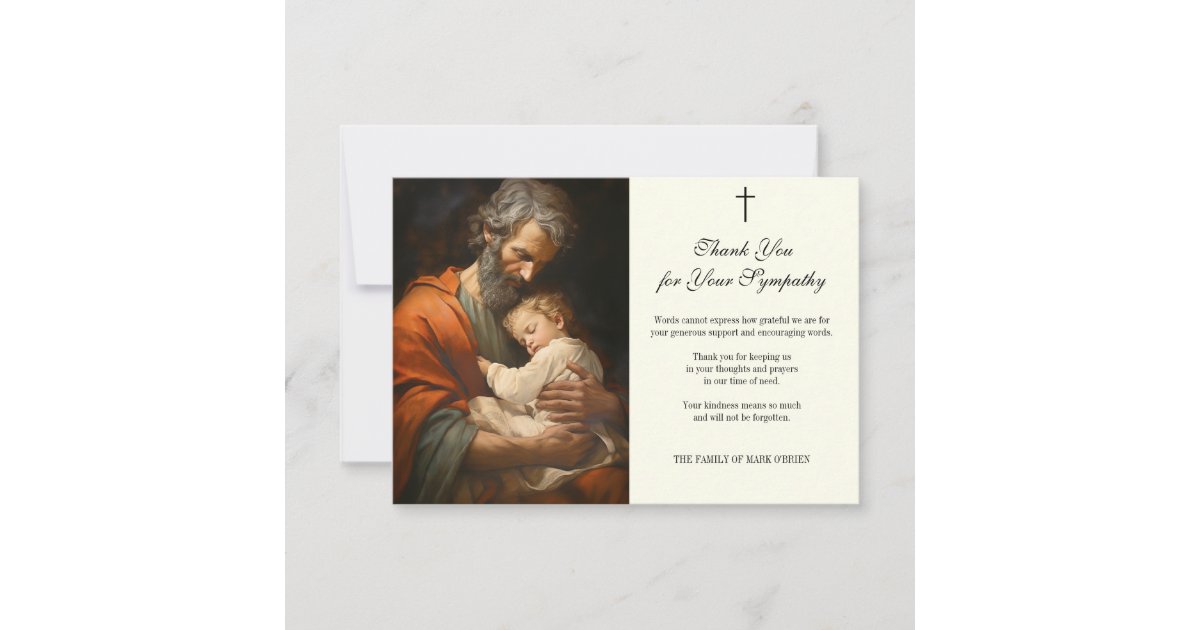 Condolence Sympathy Appreciation St. Joseph Thank You Card | Zazzle
