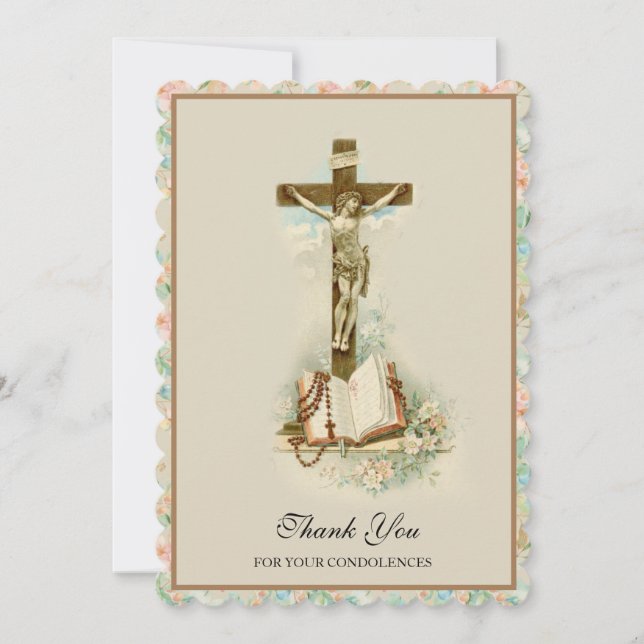 Condolence Sympathy Thank You Catholic Crucifix (Front)