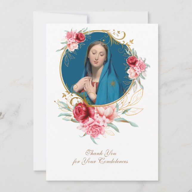 Condolence Sympathy Thank You Catholic Mary Card (Front)