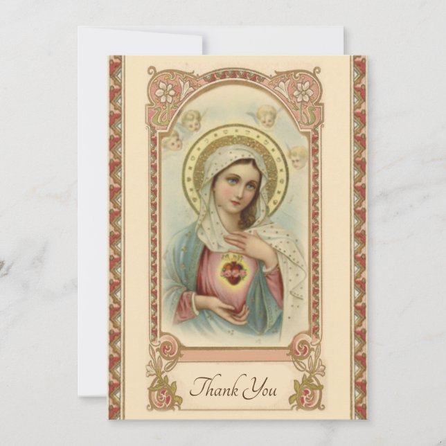 Condolence Sympathy Thank You Catholic Mary Card (Front)