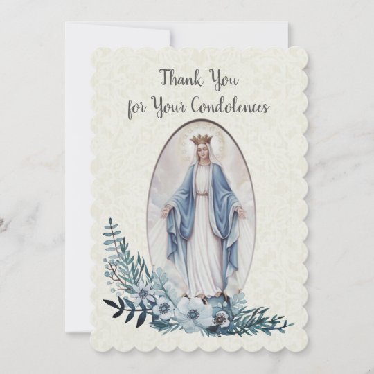 Condolence Sympathy Thank You Catholic Virgin Mary | Zazzle.com