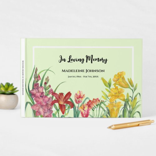 Condolence Warm Color Floral Spring Blooms Guest Book
