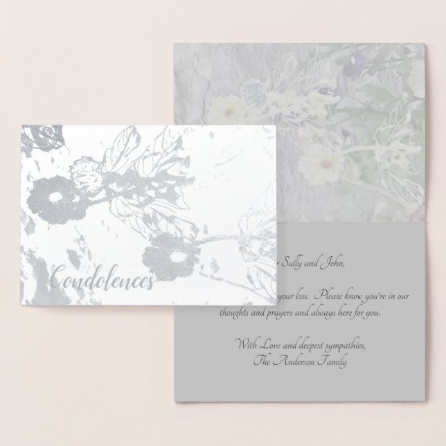 Condolences and Sympathy Silver Foil Floral Card (Display)