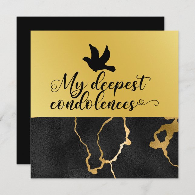 Condolences  Black and Gold Theme  Card (Front/Back)