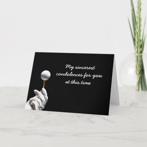 Condolences card for golfer golf ball at hole