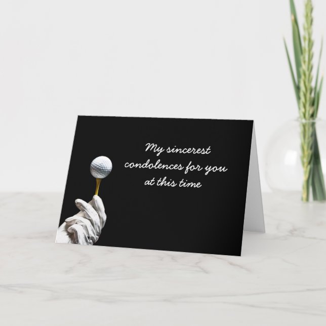 Condolences card for golfer golf ball at hole (Front)