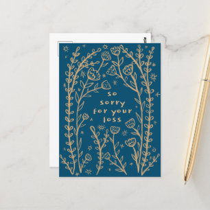 CONDOLENCES Floral Whimsical Sketch Doodle Sorry Postcard