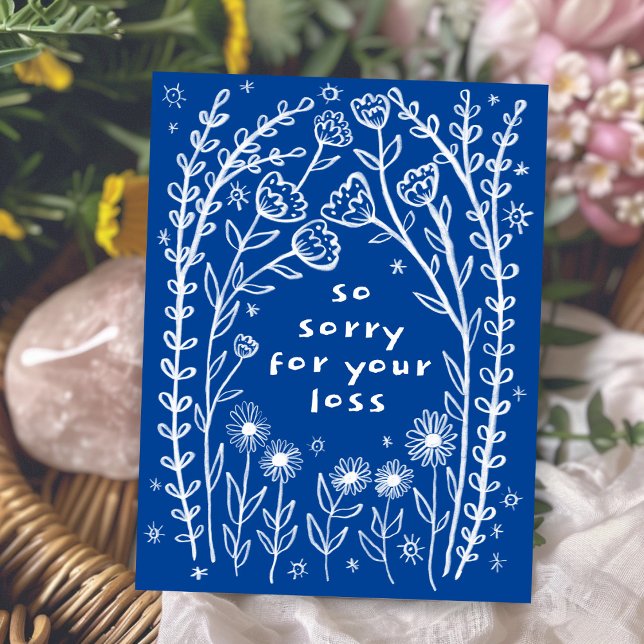 CONDOLENCES Floral Whimsical Sketch Doodle Sorry Postcard (CONDOLENCES Floral Whimsical Sketch Doodle Sorry for your loss Sympathy Postcard
)