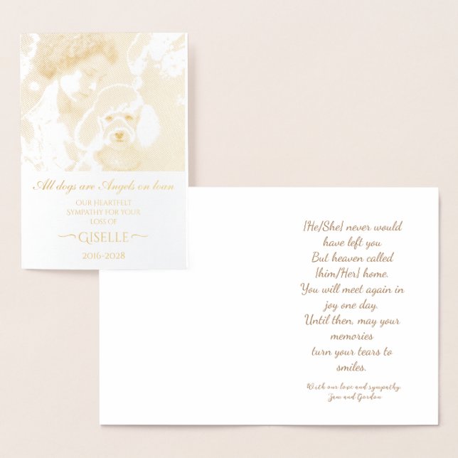 Condolences on Loss of French Poodle Personalized Foil Card (Display)