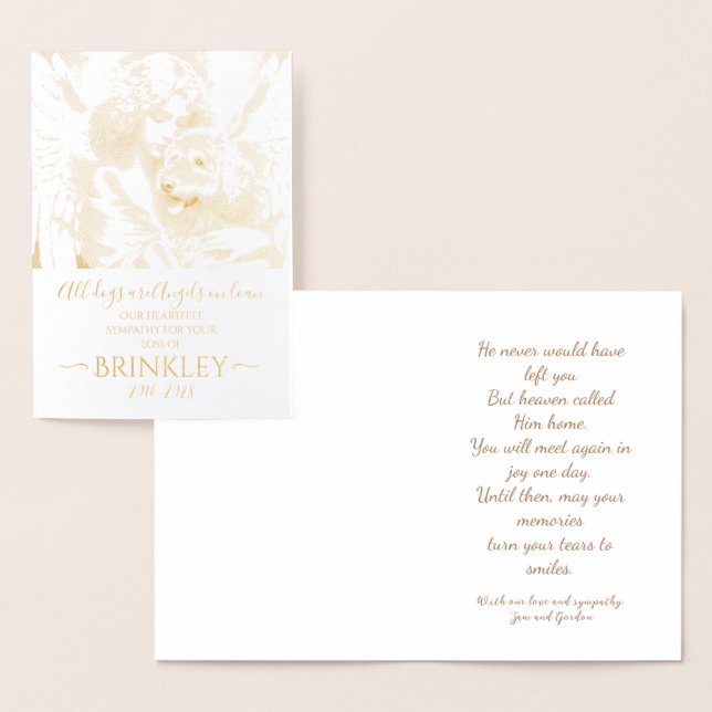 Condolences on Loss of Golden Doodle Foil Card (Display)