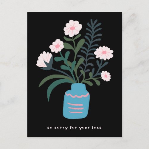 Condolences Sorry for Loss Vase of Flowers Custom Postcard