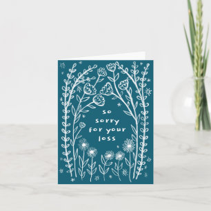 Condolences Sorry Wildflower Floral Sketch Doodle Card