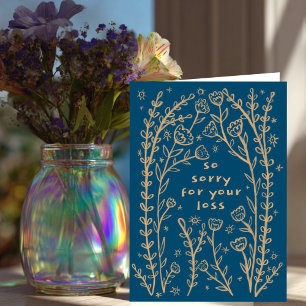 Condolences Sorry Wildflower Floral Sketch Doodle  Card