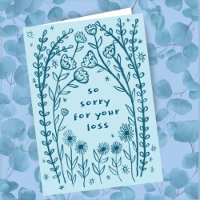 Condolences Sorry Wildflower Floral Sketch Doodle 