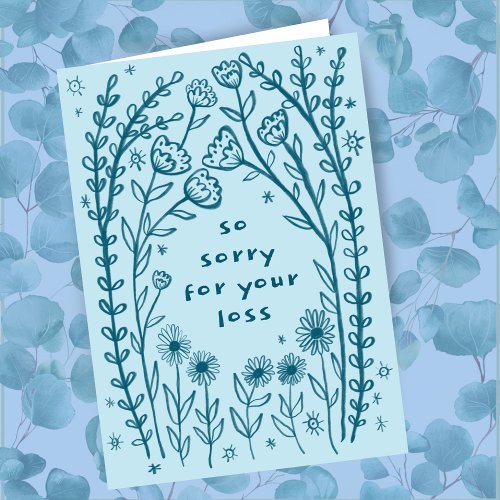 Condolences Sorry Wildflower Floral Sketch Doodle  Card