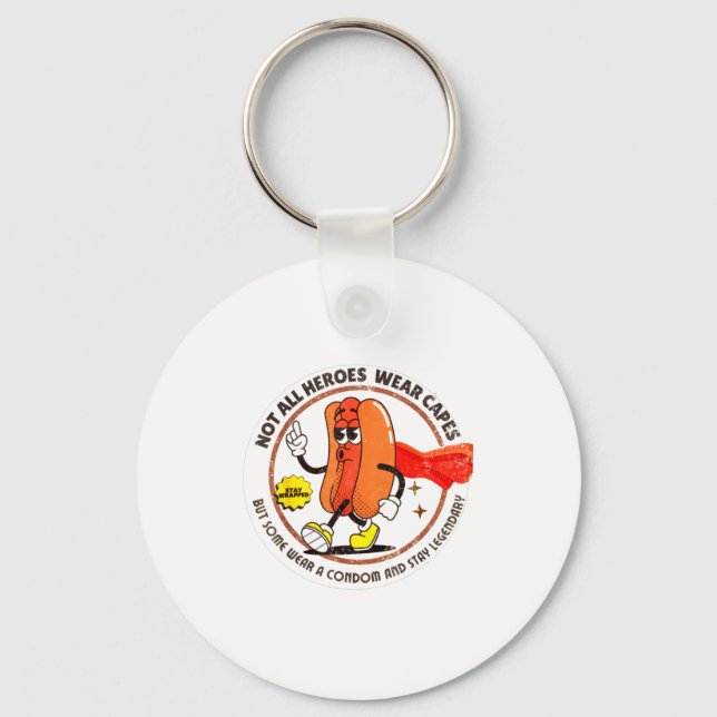 Condom Legend Inappropriate Funny 90s Retro T Funn Keychain (Front)