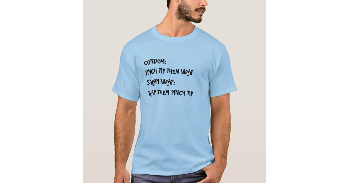picture on shirt with saran wrap