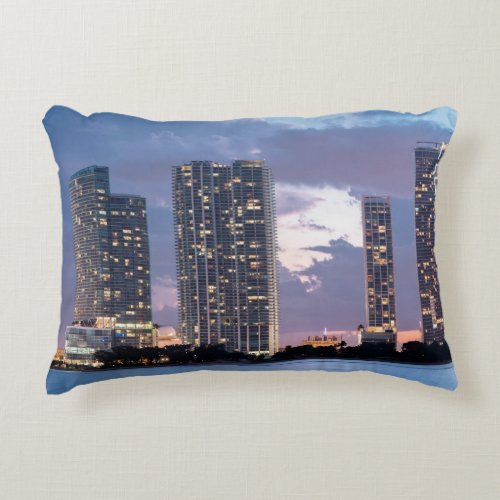 Condominium towers at the waterfront in Miami Accent Pillow