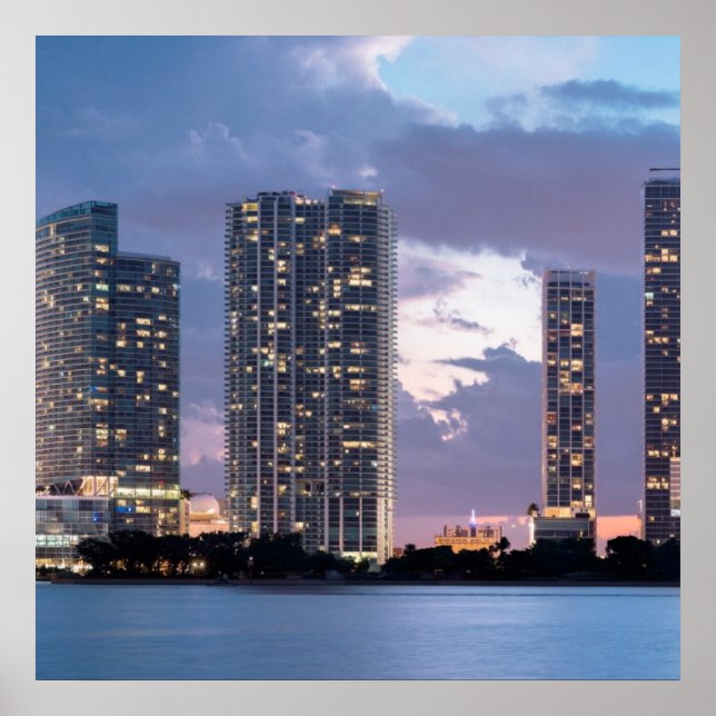 Condominium towers at the waterfront in Miami Poster (Front)