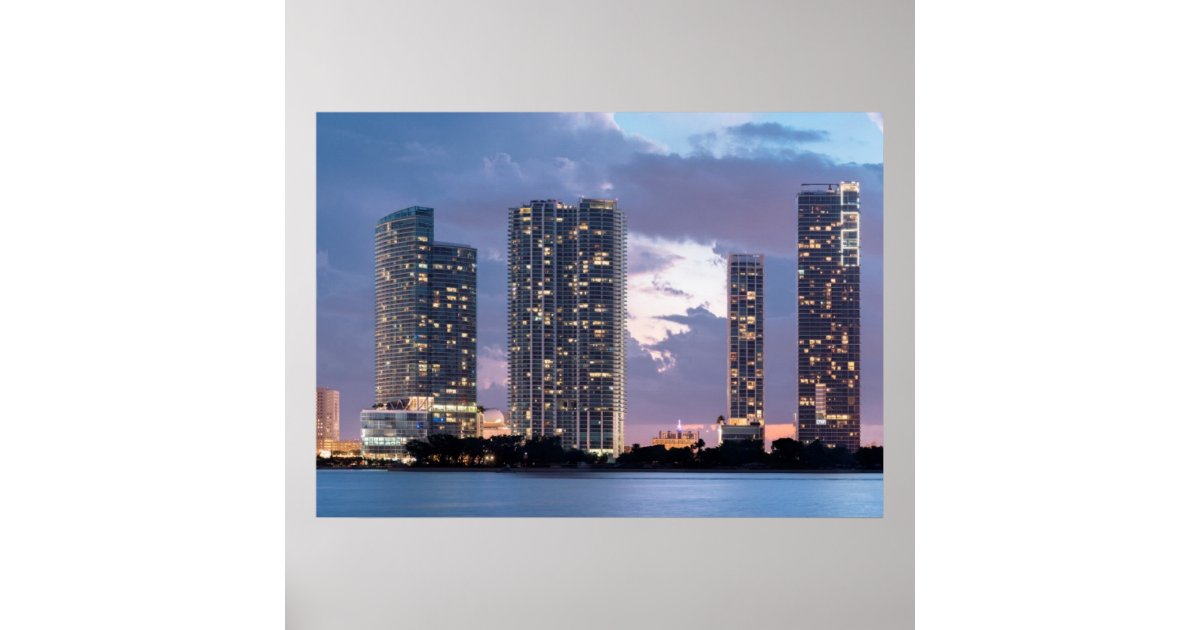 Condominium towers at the waterfront in Miami Poster | Zazzle