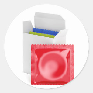 Condoms on white background classic round sticker