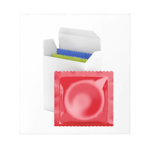 Condoms on white background notepad