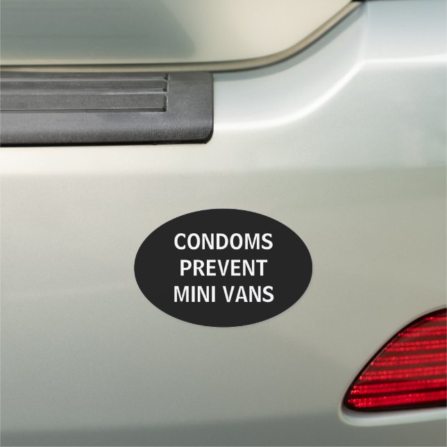 CONDOMS PREVENT MINI VANS CAR MAGNET (In Situ)
