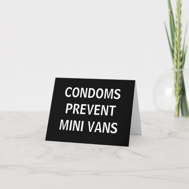 CONDOMS PREVENT MINI VANS LETTERPRESS THANK YOU CARD (Front)