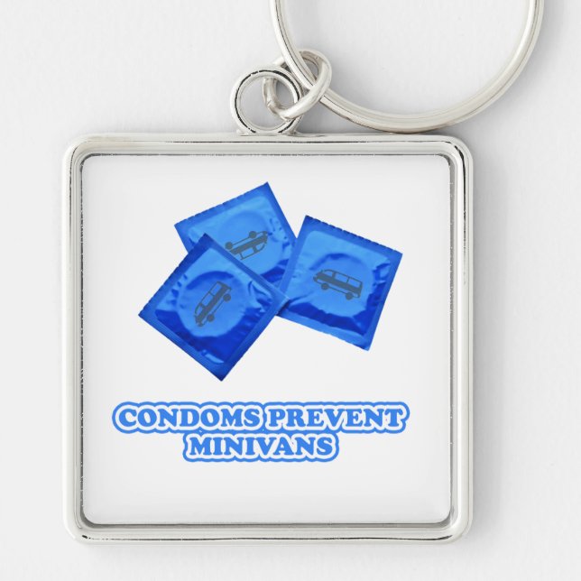 Condoms Prevent Minivans Keychain (Front)