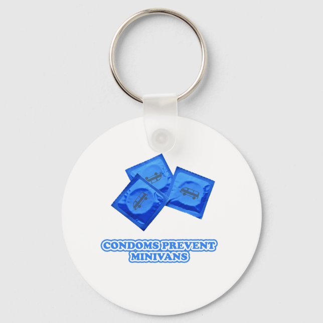 Condoms Prevent Minivans Keychain (Front)