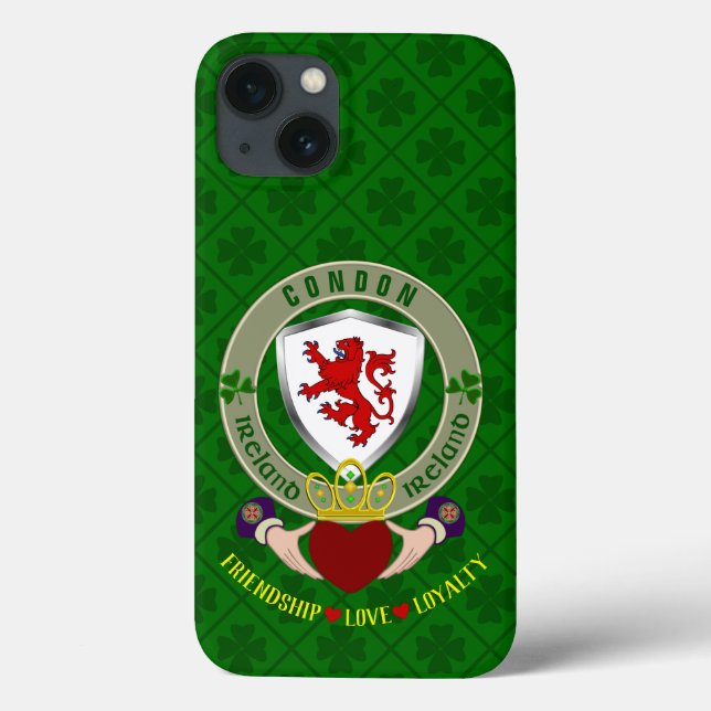 Condon Irish Shield & Claddagh Personalized Case-Mate iPhone Case (Back)