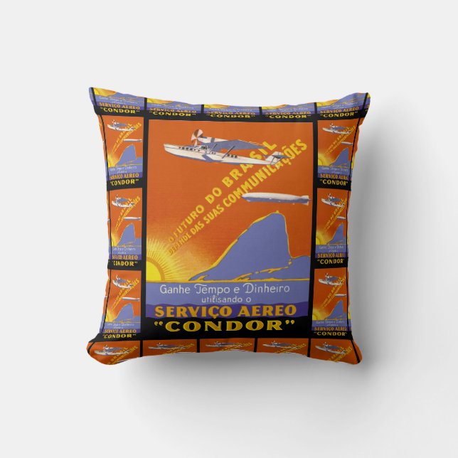 Condor ~ Brazillian Air Service Throw Pillow (Front)