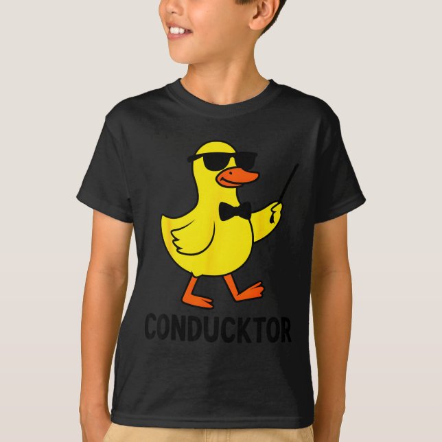 Conducktor Funny Duck Music Pun Orchestra Design  T-Shirt (Front)