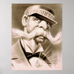 Conductor Huge Moustache Retro Vintage Poster
