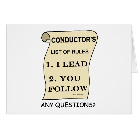 Conductor List Of Rules Cards (Front Horizontal)